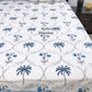 Blue and Grey Palm Tree Mughal Jaal Cotton Single Bed Bedsheet