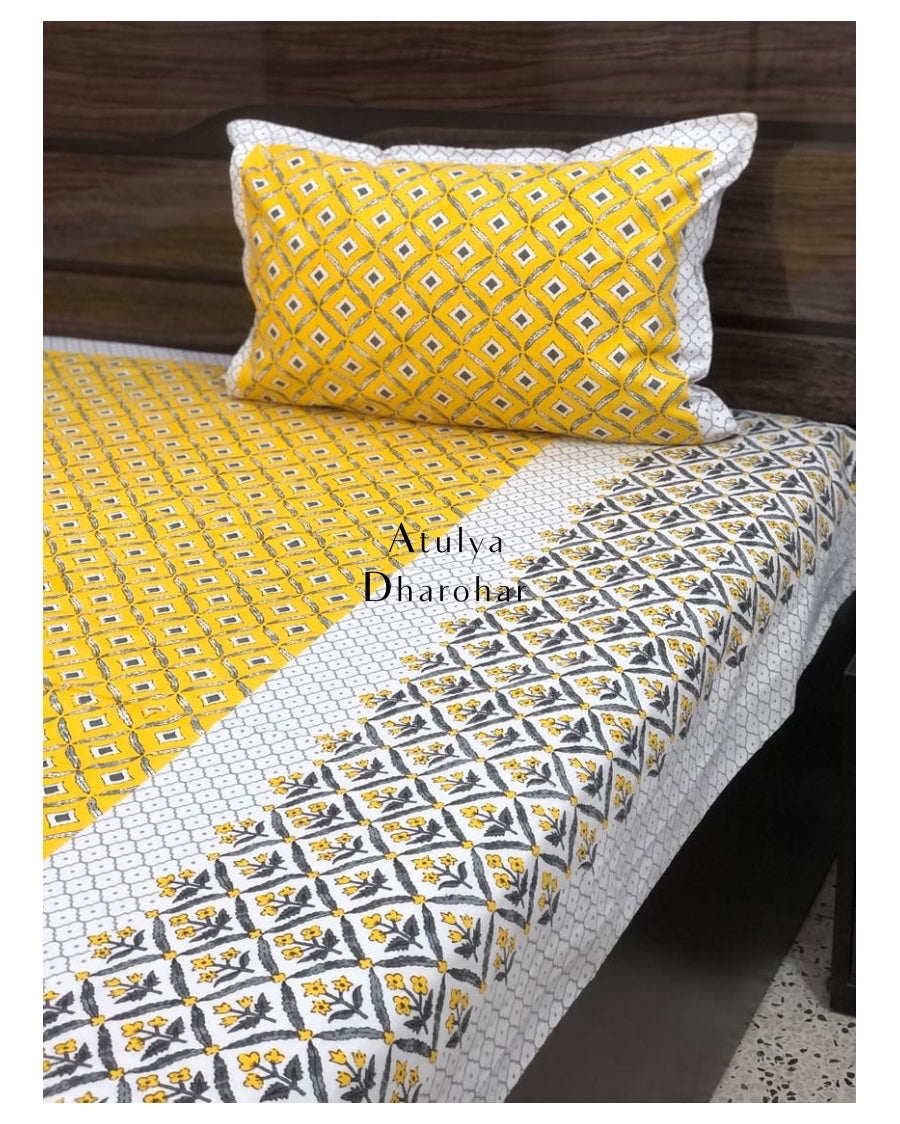 Yellow Mughal Jaal Bedsheet