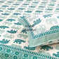 Turquoise Elephant Motifs Cotton King Size Bedsheet