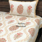 Peach Floral Motifs Cotton Super King Size Bedsheet
