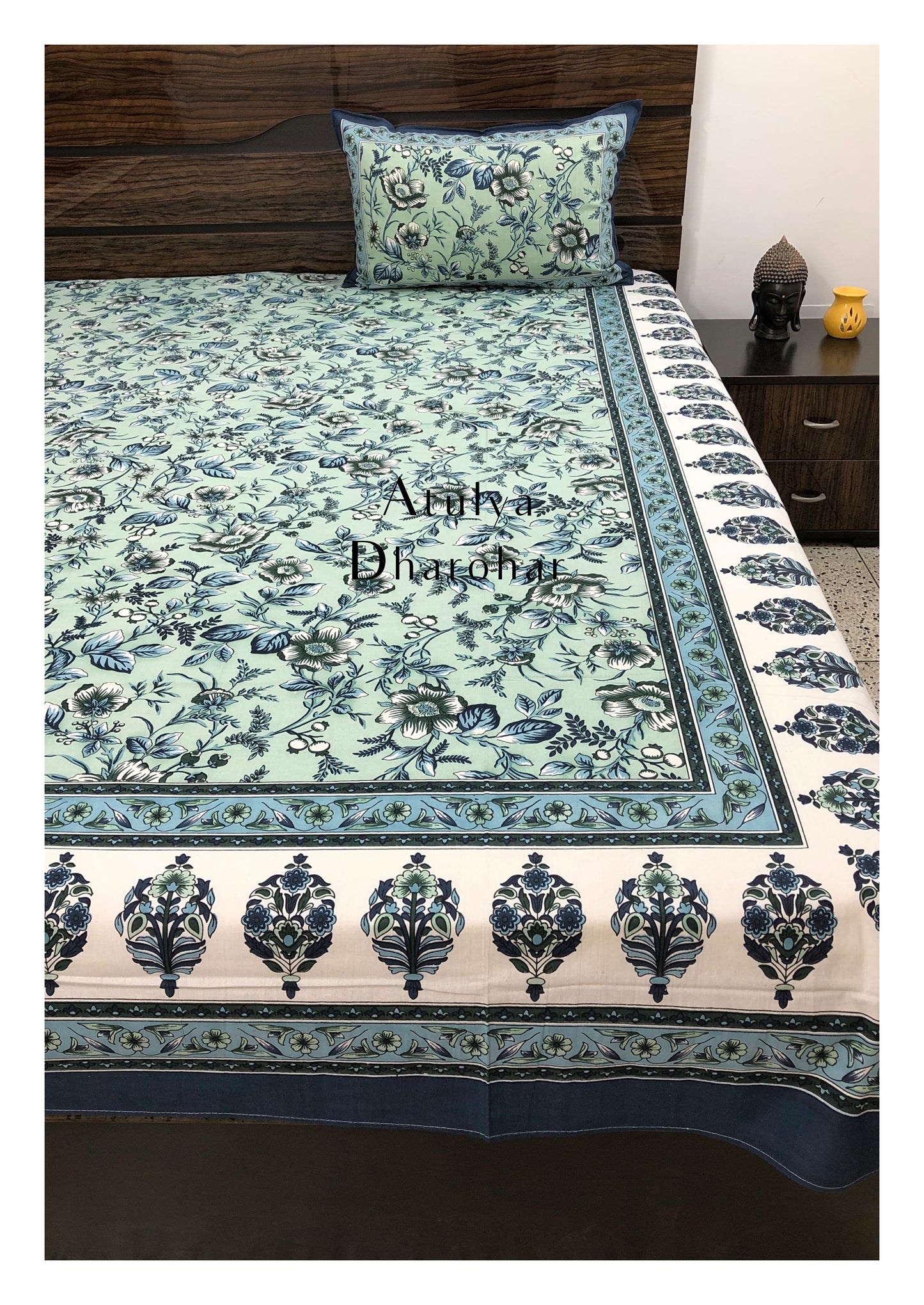 Green Floral Jaal Bedsheet