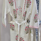 Pink Floral Hand Block Printed Waffle Cotton Bathrobe