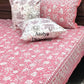 Pink Floral Cotton Super King Bedsheet