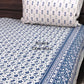Blue Floral Jaal Cotton King Size Bedsheet