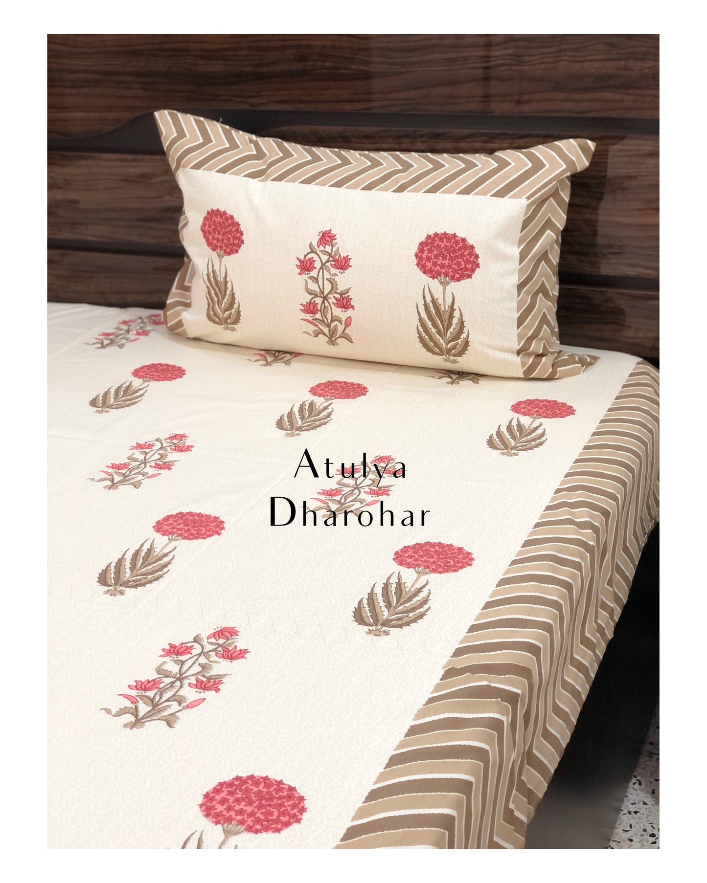 Floral Motifs King Size Bedsheet