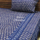 Indigo Butti Hand Block Printed Super King Bedsheet
