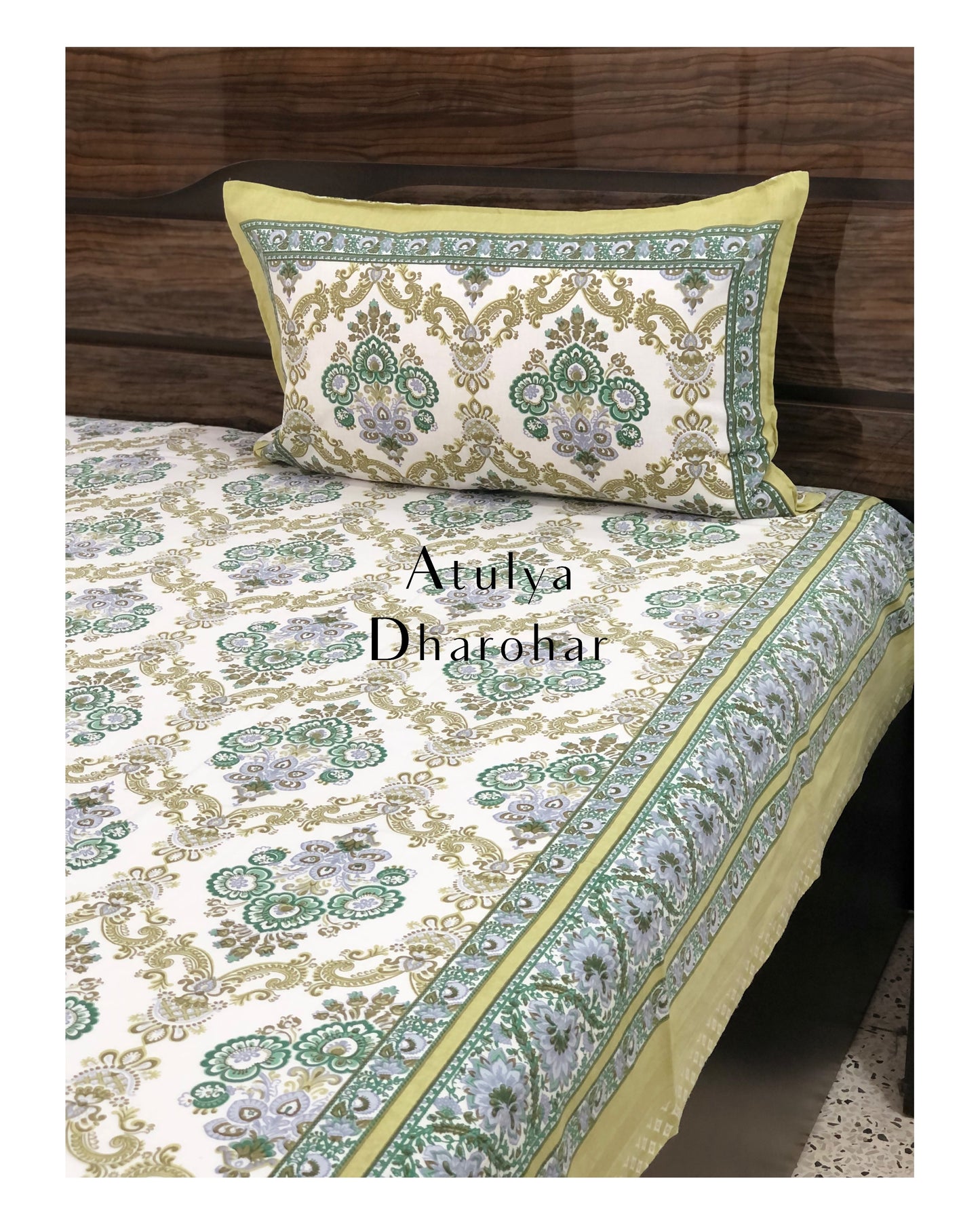 Green Mughal Jaal Bedsheet