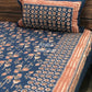 Navy Blue Floral Motifs Cotton Super King Bedsheet