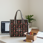 Black Floral Mini Tote Bag with Zip