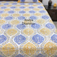 Yellow and Blue Mughal Jaal Cotton Hand Block Super King Bedsheet
