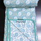 Turquoise Floral Jaal Mulmul Double Bed Dohar