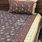 Indigo and Red Cotton Kalamkari Super King Bedsheet