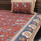 Maroon & Blue Kalamkari Cotton King Size Bedsheet