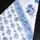 Blue and Grey Floral Motifs Hand Block Printed Waffle Cotton Towel