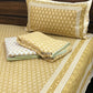 Mustard Butti Mulmul Single Dohar Pair with Super King Bedsheet Set