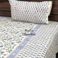 Blue Floral Jaal Hand Block Printed Super King Bedsheet