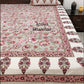Grey and Pink Floral Jaal Cotton King Size Bedsheet