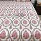 Pink and Brown Floral Mughal Jaal Super King Cotton Bedsheet