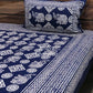 Indigo Elephant Motifs Cotton Single Bedsheet