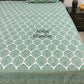 Turquoise Green Floral Motifs Cotton Super King Bedsheet