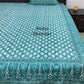 Turquoise Floral Motifs Cotton Super King Bedsheet