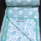 Turquoise Floral Jaal Mulmul Double Bed Dohar