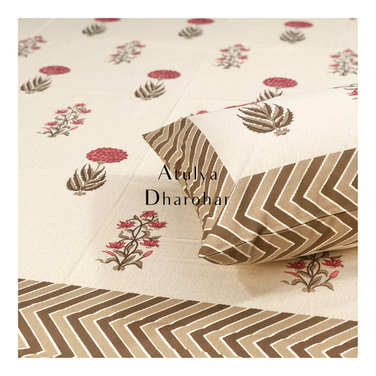 Floral Motifs King Size Bedsheet