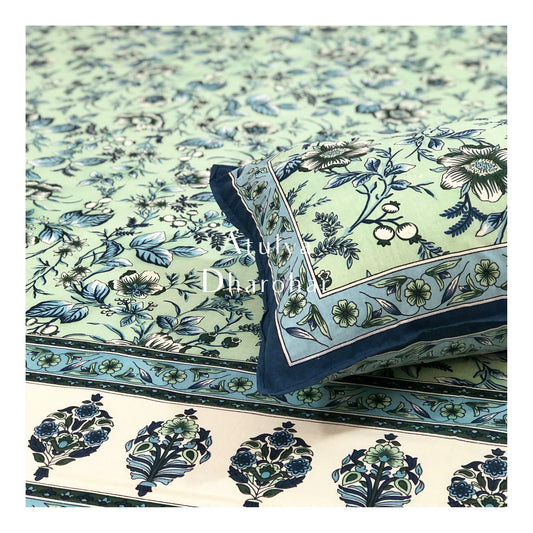 Green Floral Jaal Bedsheet