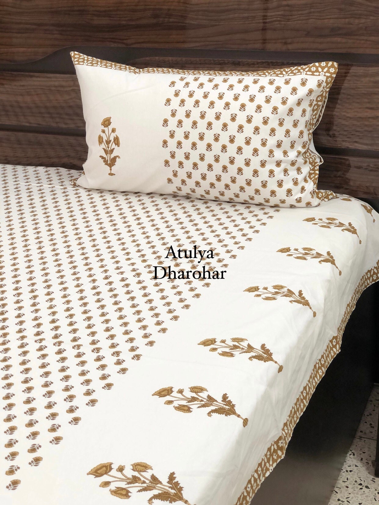 Brown Floral Motifs Bedsheet