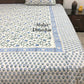 Blue Floral Jaal Hand Block Printed Super King Bedsheet