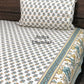 Turquoise and Yellow Floral Jaal Super King Cotton Bedsheet