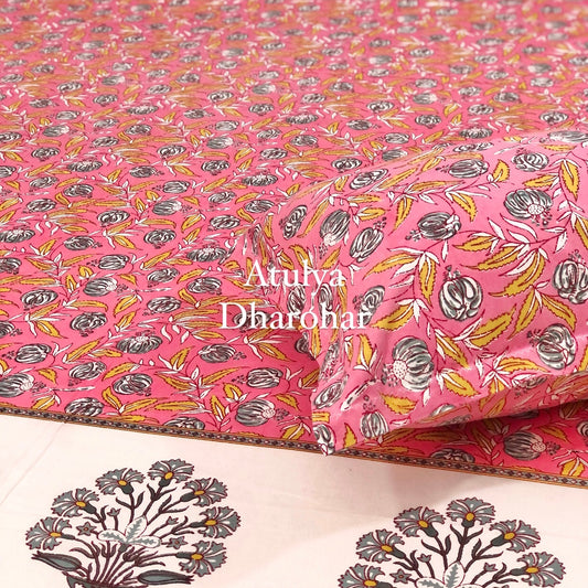 Pink Floral Jaal Bedsheet