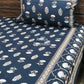 Blue Floral Motifs Cotton Super King Bedsheet