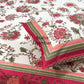 Pink and Green Floral Jaal Cotton Super King Bedsheet