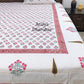 Pink Floral Motifs Hand Block Super King Cotton Bedsheet
