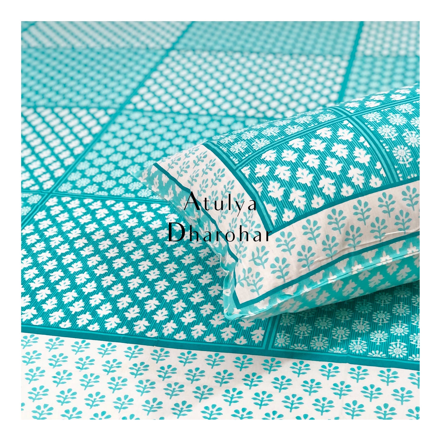 Blue Butti Cotton Bedsheet