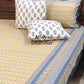 Yellow and Blue Butti Cotton King Size Bedsheet