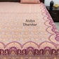 Peach Floral Jaal Cotton King Size Bedsheet
