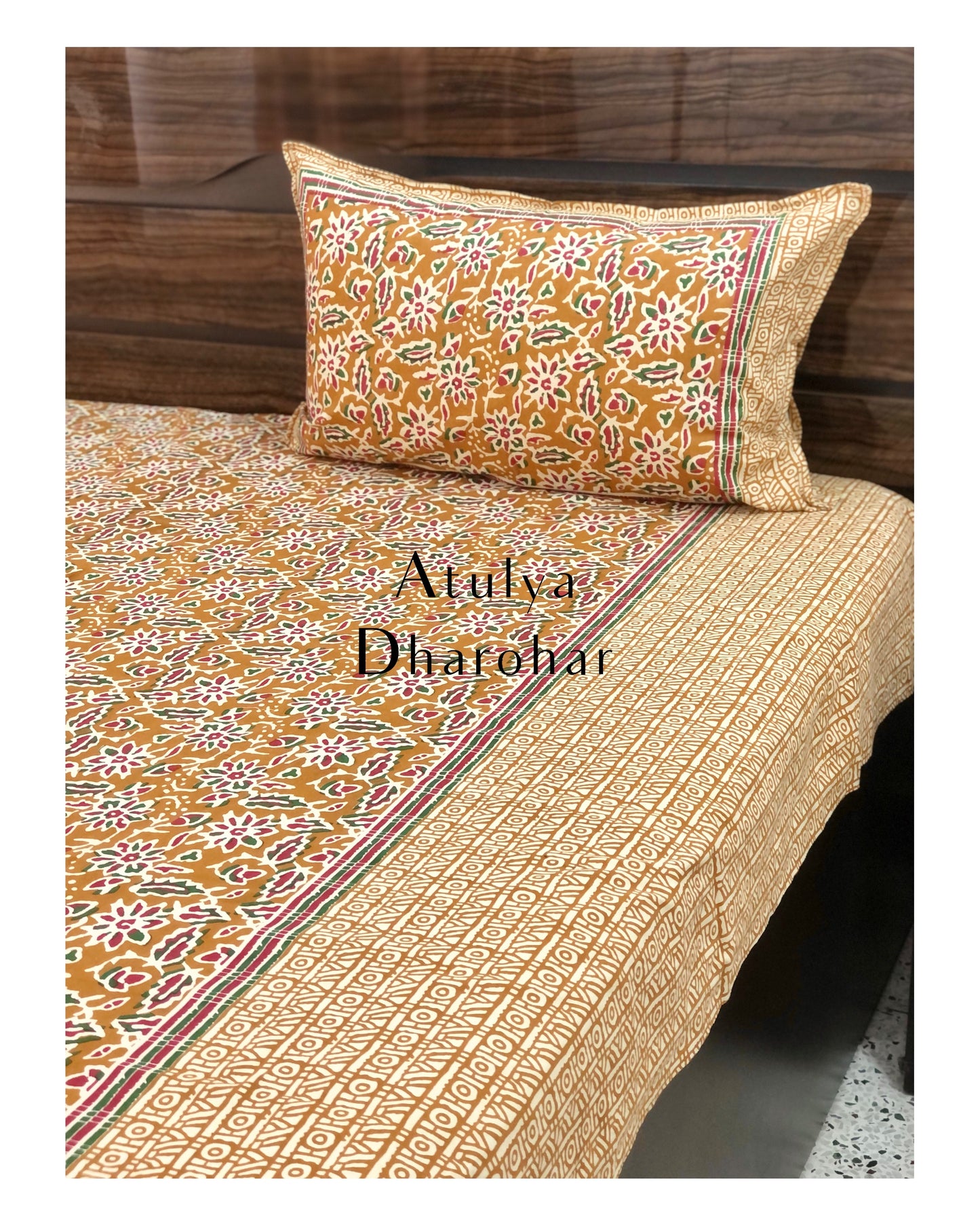 Mustard Floral Jaal Bedsheet