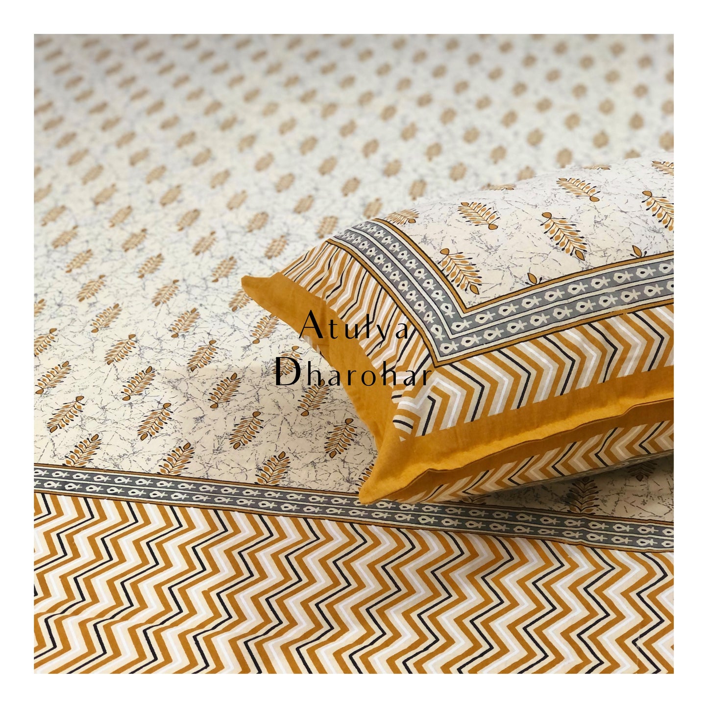 Mustard Mughal Motifs Bedsheet