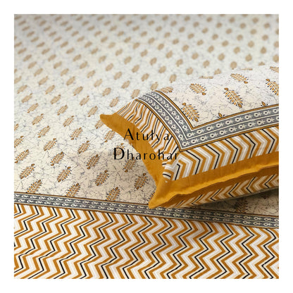 Mustard Mughal Motifs Bedsheet