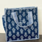Indigo Butti Quilted Mini Tote Bag with Zip