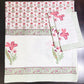 Pink Floral Motifs Percale Cotton Hand Block Printed Super King Bedsheet