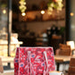 Red and Blue Floral Medium Tote Bag with Zip