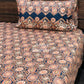 Indigo and Red Floral Mughal Jaal Super King Cotton Bedsheet