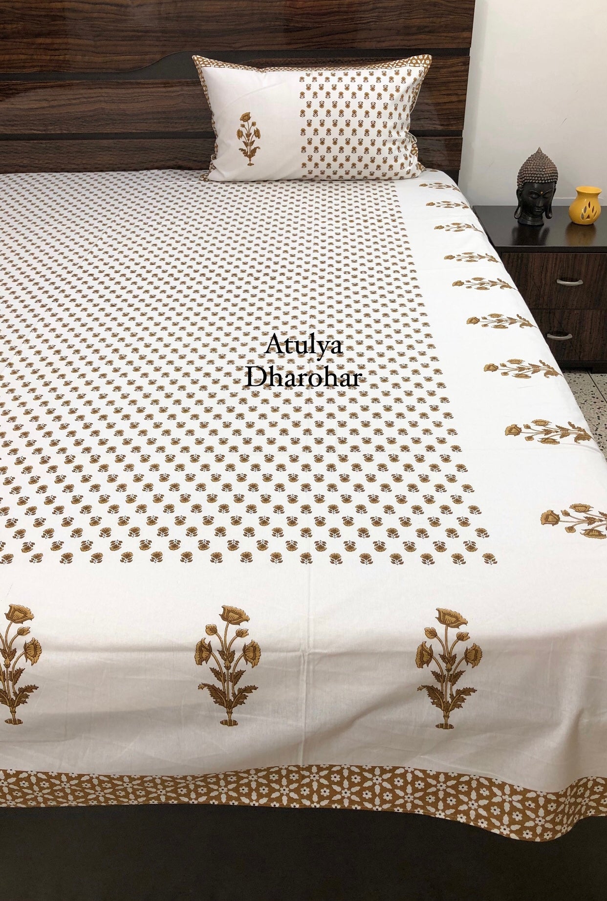 Brown Floral Motifs Bedsheet