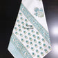 Teal Floral Motifs Hand Block Printed Waffle Cotton Towel