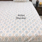 Golden Brown and Grey Green Mughal Jaal Hand Block Super King Cotton Bedsheet