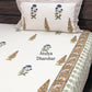Blue and Brown Floral Cotton Hand Block Bedsheet