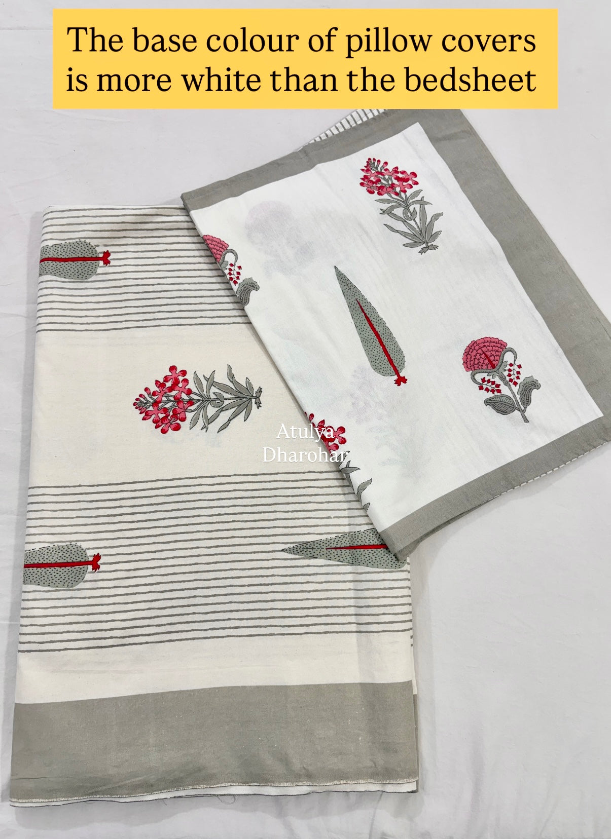 Red Floral Motifs Super King Cotton Bedsheet